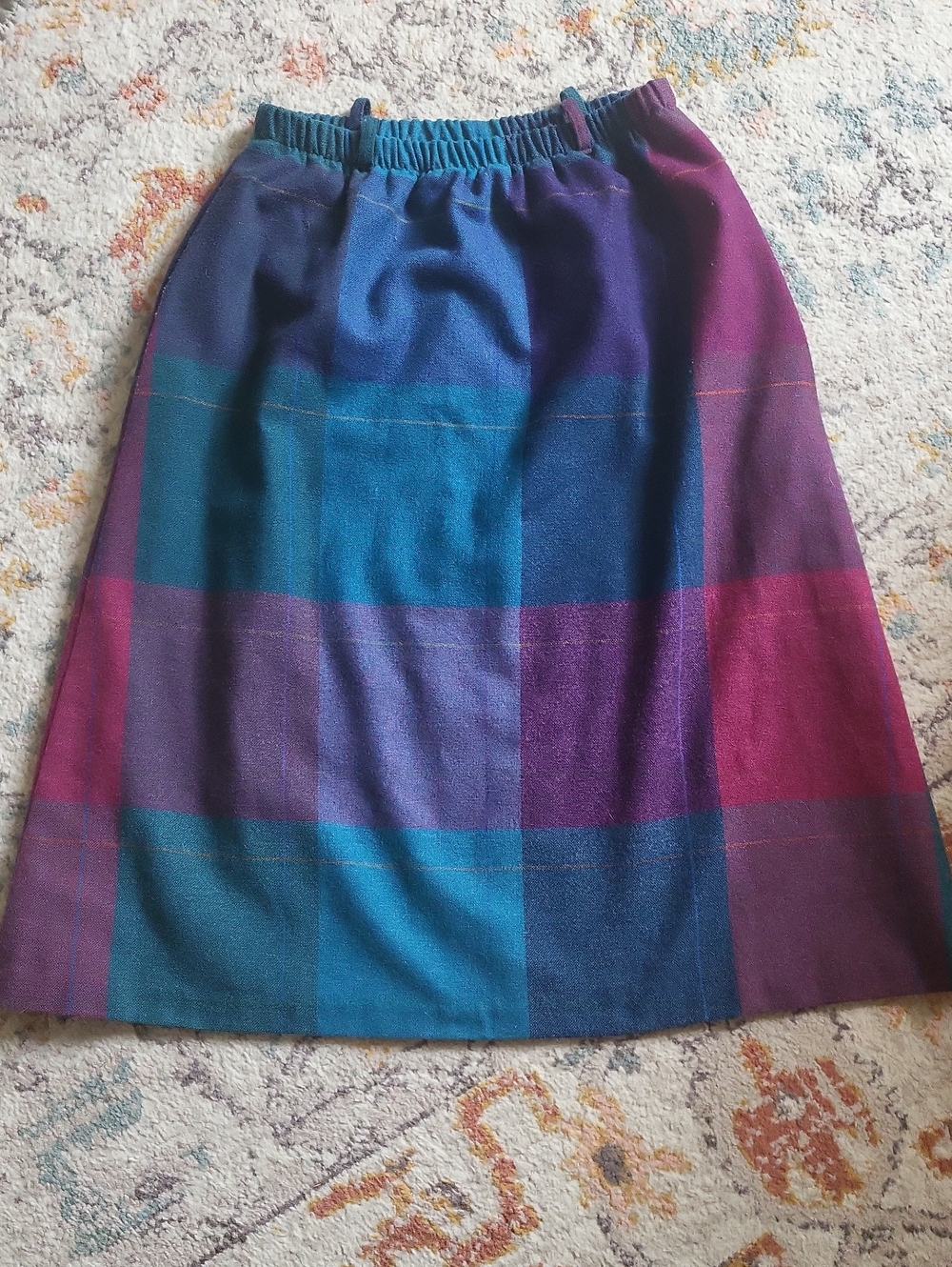 Vintage Wool Blend Plaid USA Made Fall Midi Skirt